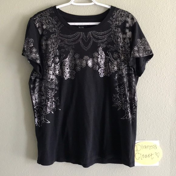 Like New Lucky Brand Women’s Metallic Floral Print Top - Picture 5 of 7